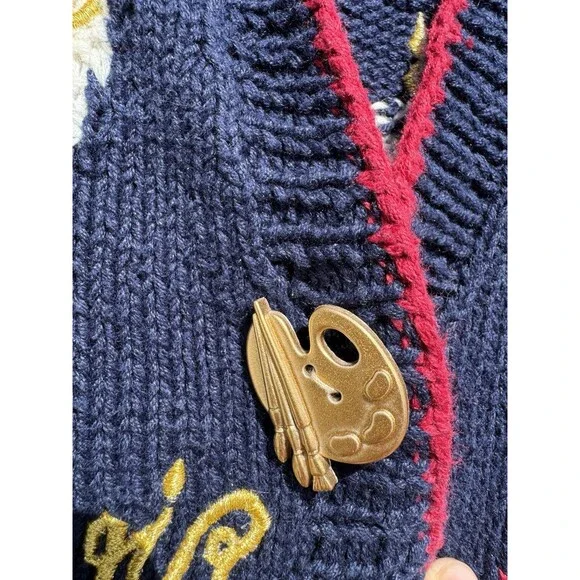 VERY RARE BellePointe Art Cardigan Knit Sweater Van Gogh Matisse Renoir Small - Picture 8 of 14
